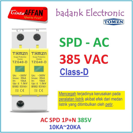 AC SPD 1PN 385V Surge Protect Device Arrester PV Panel Surya PLTS